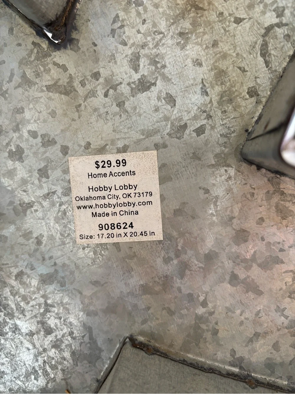 Hobby Lobby Galvanized Silver Metal Wall Accent